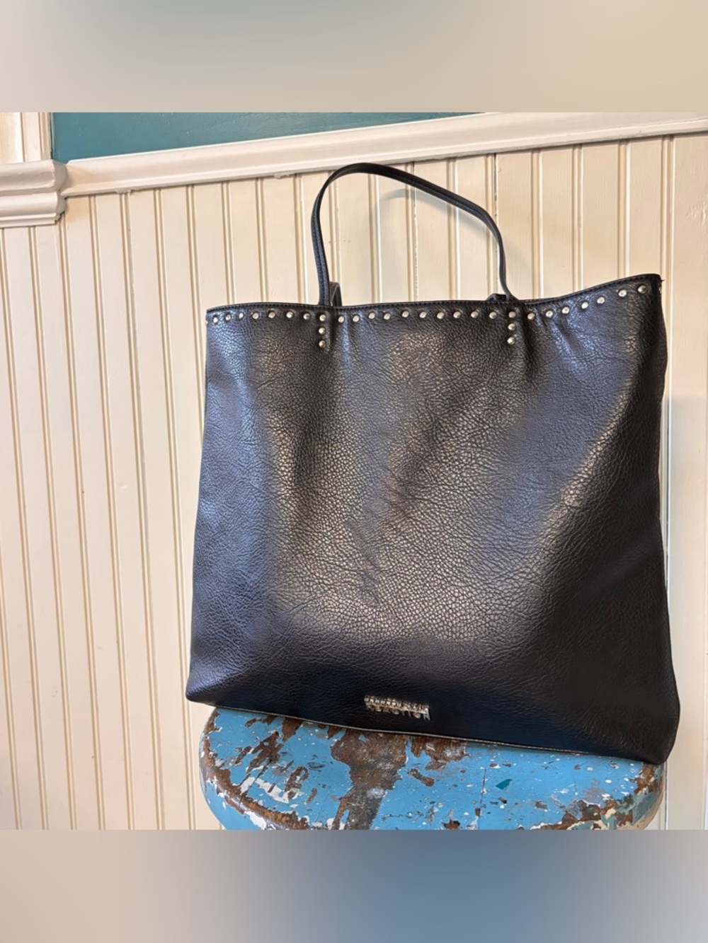Kenneth Cole Reaction Black Stud-Trim Tote